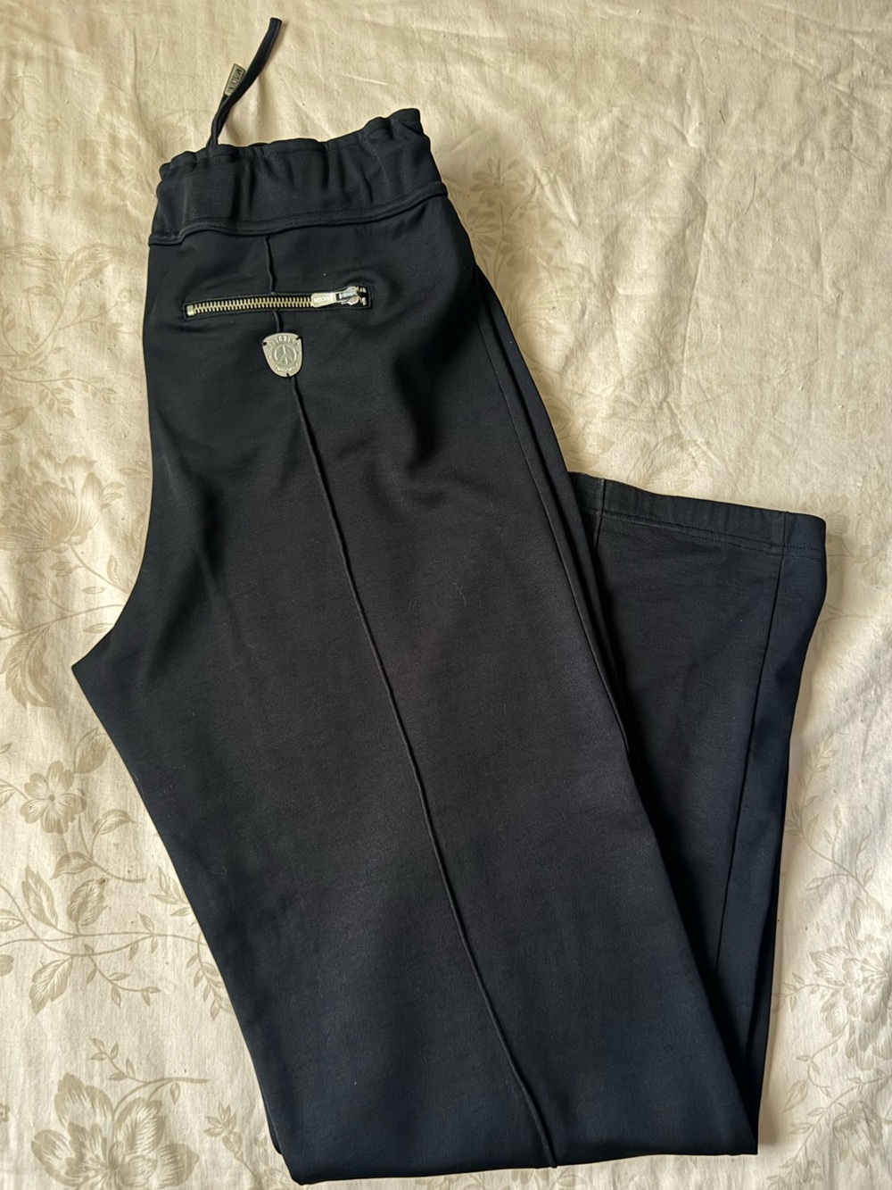 Moschino Black Drawstring Joggers with Zip Pocket